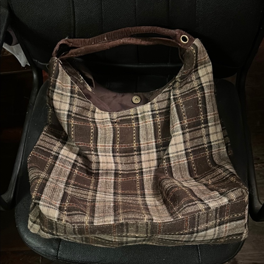 Plaid Brown Shoulder Bag